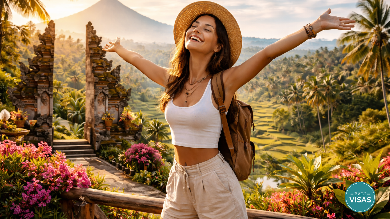 A stunning view of Tanah Lot Temple, perched on a rocky island with the ocean surrounding it, a symbol of Bali's cultural heritage.