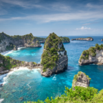 Dramatic limestone cliffs and sea stacks at Thousand Islands viewpoint on Nusa Penida, a top pick when choosing which Bali island to visit for adventure